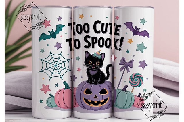 Kawaii Spooky Cat 20oz Tumbler Wrap Sublimation sassyprint 