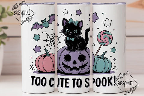 Kawaii Spooky Cat 20oz Tumbler Wrap Sublimation sassyprint 