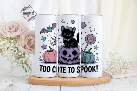 Kawaii Spooky Cat 20oz Tumbler Wrap Sublimation sassyprint 