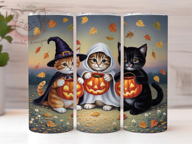 Kawaii Spooky Cat Pumpkin 20Oz Tumbler, Ghost Cat Cup, Halloween Pumpkin Wrap, 20Oz Sublimation Design, Cute Spooky Drinkware, Fall Coffee Tumbler, Kawaii Halloween Mug Sublimation Lara' s Designs 