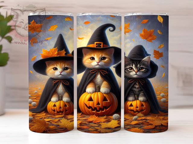 Kawaii Spooky Cat Pumpkin 20Oz Tumbler, Ghost Cat Cup, Halloween Pumpkin Wrap, 20Oz Sublimation Design, Cute Spooky Drinkware, Fall Coffee Tumbler, Kawaii Halloween Mug Sublimation Lara' s Designs 