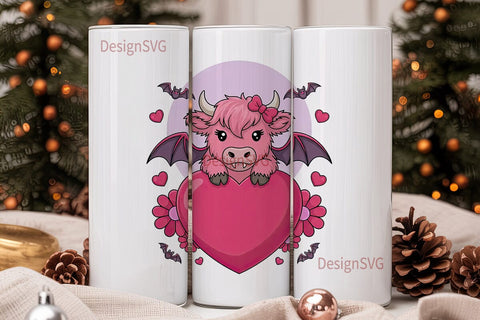 Kawaii Spooky Cow 20oz Tumbler Wrap Sublimation DesignSVG 