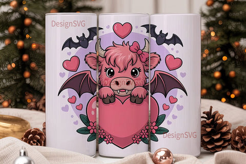 Kawaii Spooky Cow 20oz Tumbler Wrap Sublimation DesignSVG 