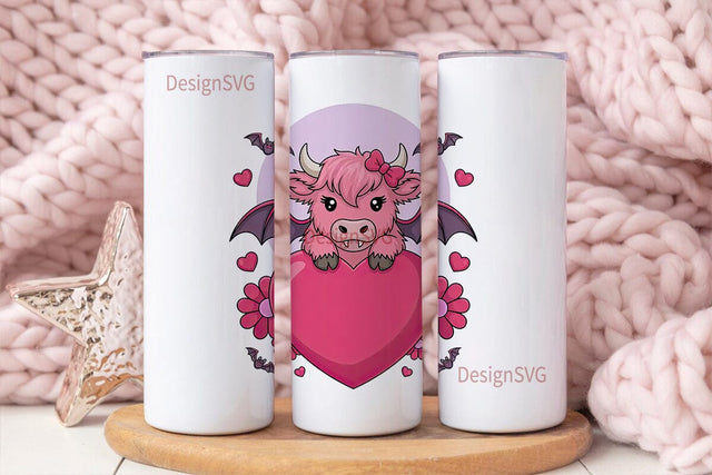 Kawaii Spooky Cow 20oz Tumbler Wrap Sublimation DesignSVG 