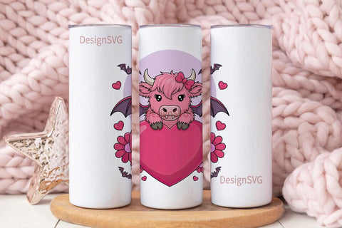 Kawaii Spooky Cow 20oz Tumbler Wrap Sublimation DesignSVG 