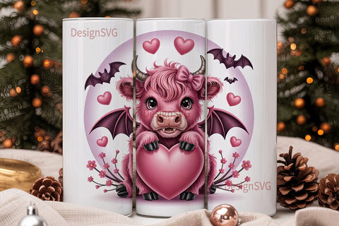 Kawaii Spooky Cow 20oz Tumbler Wrap Sublimation DesignSVG 