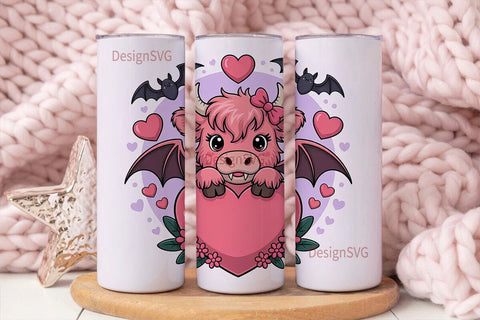 Kawaii Spooky Cow 20oz Tumbler Wrap Sublimation DesignSVG 