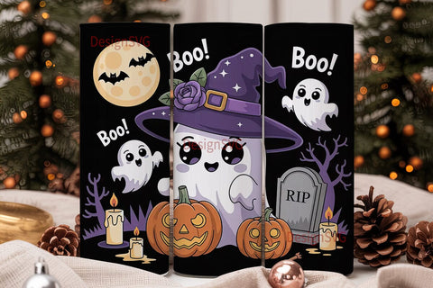 Kawaii Spooky Ghost 20oz Tumbler Wrap Sublimation DesignSVG 