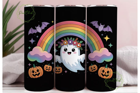 Kawaii Spooky Rainbow Tumbler Wrap Sublimation PixelChick 