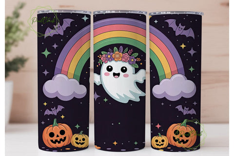 Kawaii Spooky Rainbow Tumbler Wrap Sublimation PixelChick 