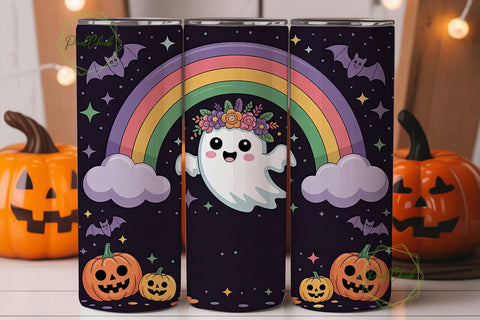 Kawaii Spooky Rainbow Tumbler Wrap Sublimation PixelChick 