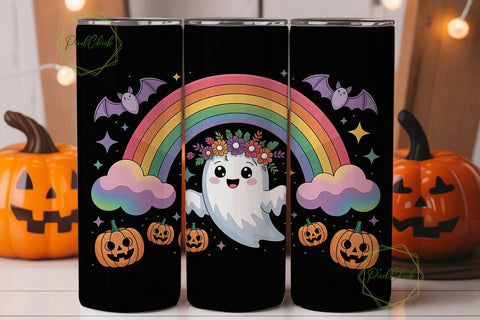 Kawaii Spooky Rainbow Tumbler Wrap Sublimation PixelChick 