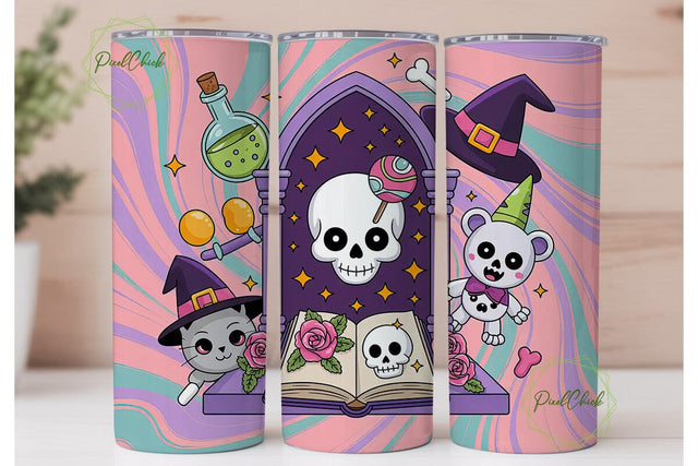 Kawaii Spooky Tumbler Wrap PNG Sublimation PixelChick 