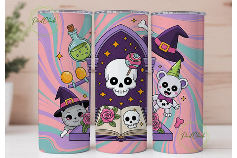 Kawaii Spooky Tumbler Wrap PNG Sublimation PixelChick 