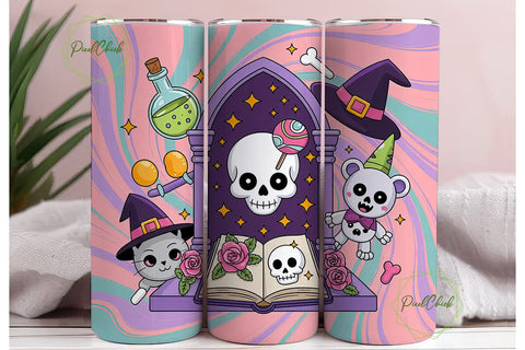 Kawaii Spooky Tumbler Wrap PNG Sublimation PixelChick 