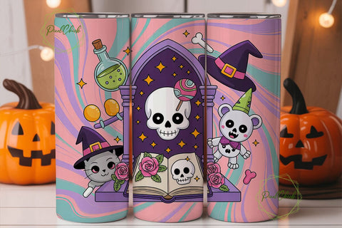 Kawaii Spooky Tumbler Wrap PNG Sublimation PixelChick 