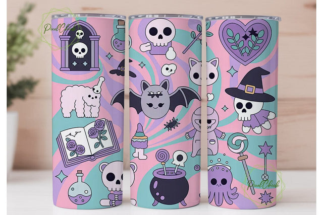 Kawaii Spooky Tumbler Wrap PNG Sublimation PixelChick 