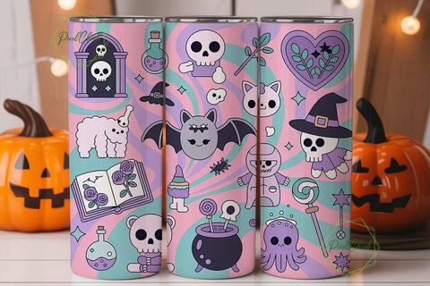 Kawaii Spooky Tumbler Wrap PNG Sublimation PixelChick 
