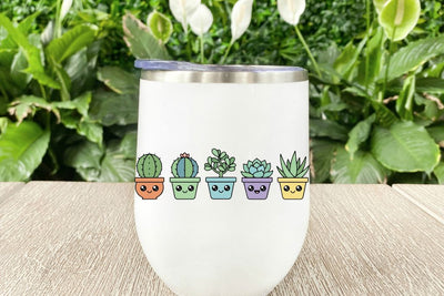 Kawaii Succulent Pot SVG Set | Cute Colorful Cactus Bundle | Pastel Plant Cut File | Cricut Silhouette Ready SVG So Fontsy VIP Design Shop 