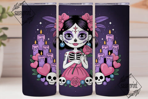 Kawaii Sugar Skull Girl 20oz Tumbler Sublimation sassyprint 