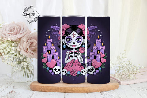 Kawaii Sugar Skull Girl 20oz Tumbler Sublimation sassyprint 