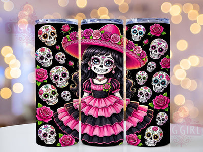 Kawaii Sugar Skull Girl 20oz Tumbler, Sugar Skull, Kawaii Girl, Dia De Los Muertos, 20oz Wrap, Cute Spooky, Sublimation Tumbler, Whimsical Style Sublimation SvggirlplusArt 