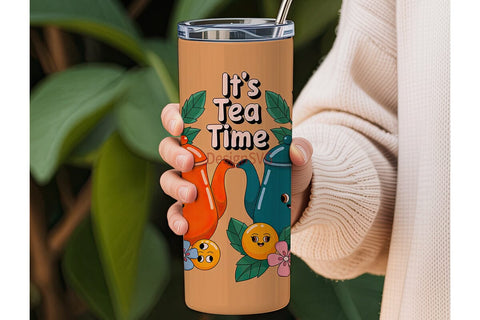 Kawaii Tea Time 20oz Tumbler Wrap Sublimation DesignSVG 