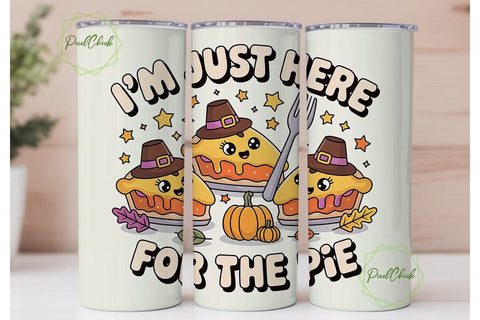 Kawaii Thanksgiving Pie 20oz Tumbler Sublimation PixelChick 