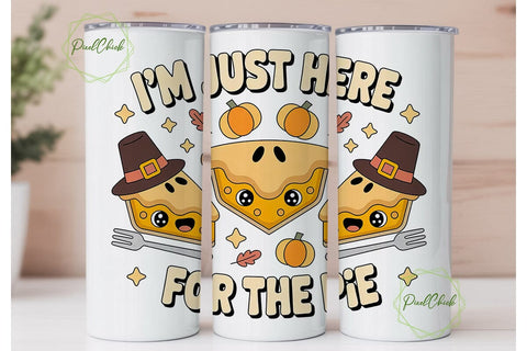 Kawaii Thanksgiving Pie 20oz Tumbler Sublimation PixelChick 