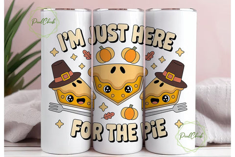 Kawaii Thanksgiving Pie 20oz Tumbler Sublimation PixelChick 