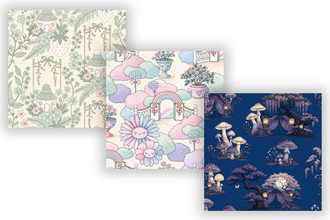 Kawaii Toile Digital Paper Pack, Seamless Cute Japanese Pattern Bundle, Printable Scrapbook Paper, Whimsical Floral Design Bundle Digital Pattern FloridPrintables 