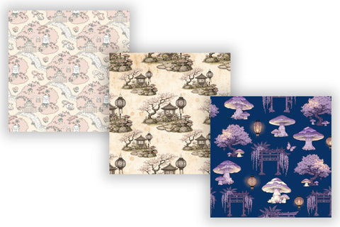 Kawaii Toile Digital Paper Pack, Seamless Cute Japanese Pattern Bundle, Printable Scrapbook Paper, Whimsical Floral Design Bundle Digital Pattern FloridPrintables 