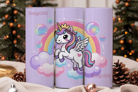 Kawaii Unicorn 20oz Tumbler Wrap Sublimation DesignSVG 