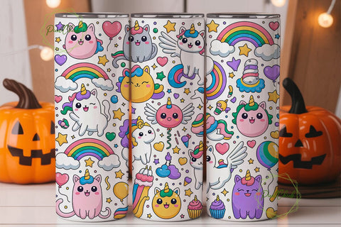 Kawaii Unicorn Cat 20oz Tumbler Wrap Sublimation PixelChick 