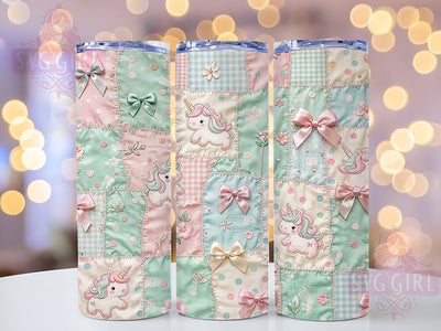 Kawaii Unicorn Patchwork 20oz Tumbler, Kawaii Unicorn, Patchwork Pattern, Cute Fantasy, 20oz Tumbler Wrap, Sublimation Design, Quilted Magic, Digital Download Sublimation SvggirlplusArt 