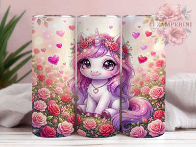 Kawaii Unicorn Roses 20oz Tumbler, Kawaii Unicorn Roses, 20oz Tumbler Wrap, Sublimation Design, Cute Unicorn PNG, Unicorn Tumbler Wrap, Rose Tumbler Design, Digital Download Sublimation Li Zamperini 