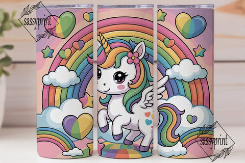 Kawaii Unicorn Tumbler Wrap PNG Sublimation sassyprint 