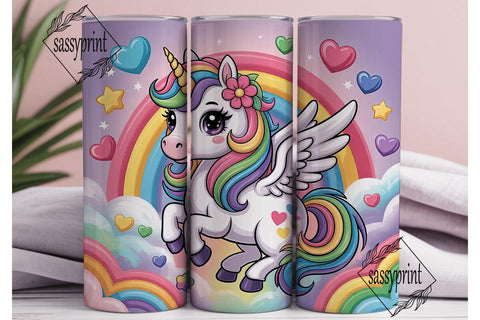 Kawaii Unicorn Tumbler Wrap PNG Sublimation sassyprint 