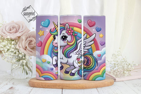 Kawaii Unicorn Tumbler Wrap PNG Sublimation sassyprint 
