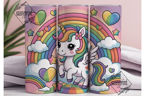 Kawaii Unicorn Tumbler Wrap PNG Sublimation sassyprint 