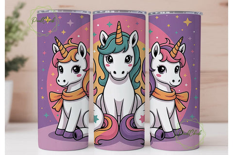 Kawaii Unicorn Tumbler Wrap Sublimation PixelChick 