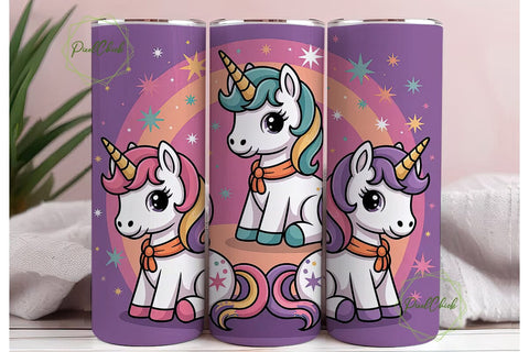 Kawaii Unicorn Tumbler Wrap Sublimation PixelChick 