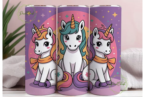 Kawaii Unicorn Tumbler Wrap Sublimation PixelChick 