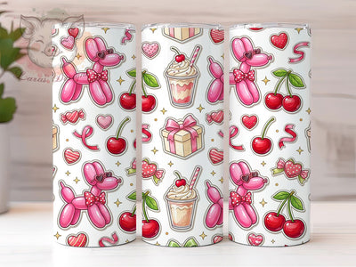 Kawaii Valentine Balloon Dog Pattern 20oz Tumbler, Kawaii Valentine, Balloon Dog, Cute Animal, 20oz Tumbler Wrap, Sublimation Design, Love Holiday, Digital Download Sublimation Lara' s Designs 