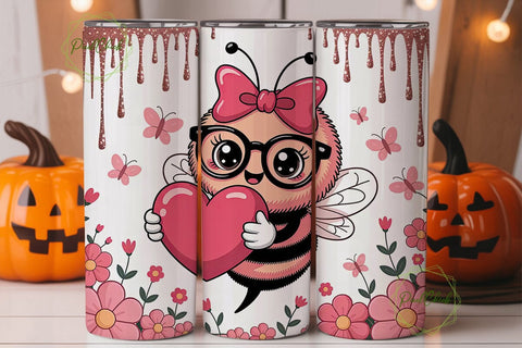 Kawaii Valentine Bee 20oz Tumbler Wrap Sublimation PixelChick 