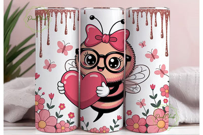 Kawaii Valentine Bee 20oz Tumbler Wrap Sublimation PixelChick 