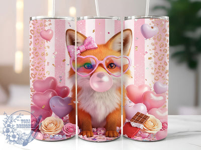 Kawaii Valentine Fox Tumbler, Cute Fox Wrap, Festive Love Cup, 20oz Sublimation Wrap, Adorable Valentine Fox Tumbler, Sweet Kawaii Design Cup, Valentine’s Day Animal Theme Wrap Sublimation ToriDesigns 