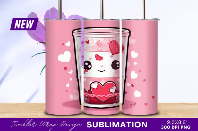 Kawaii valentines tumbler png heart drink Sublimation Regulrcrative 