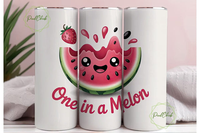 Kawaii Watermelon 20oz Tumbler Wrap Sublimation PixelChick 