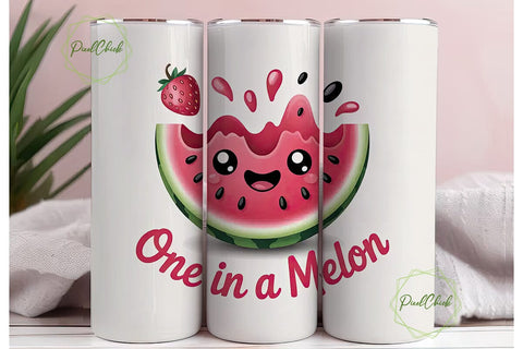 Kawaii Watermelon 20oz Tumbler Wrap Sublimation PixelChick 